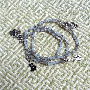 Glass beaded and charmed wrap bracelet